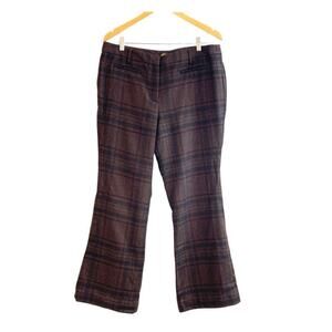 LL Bean Vintage Womens Size 16 Petite Lined Wool Plaid Pants Brown EUC